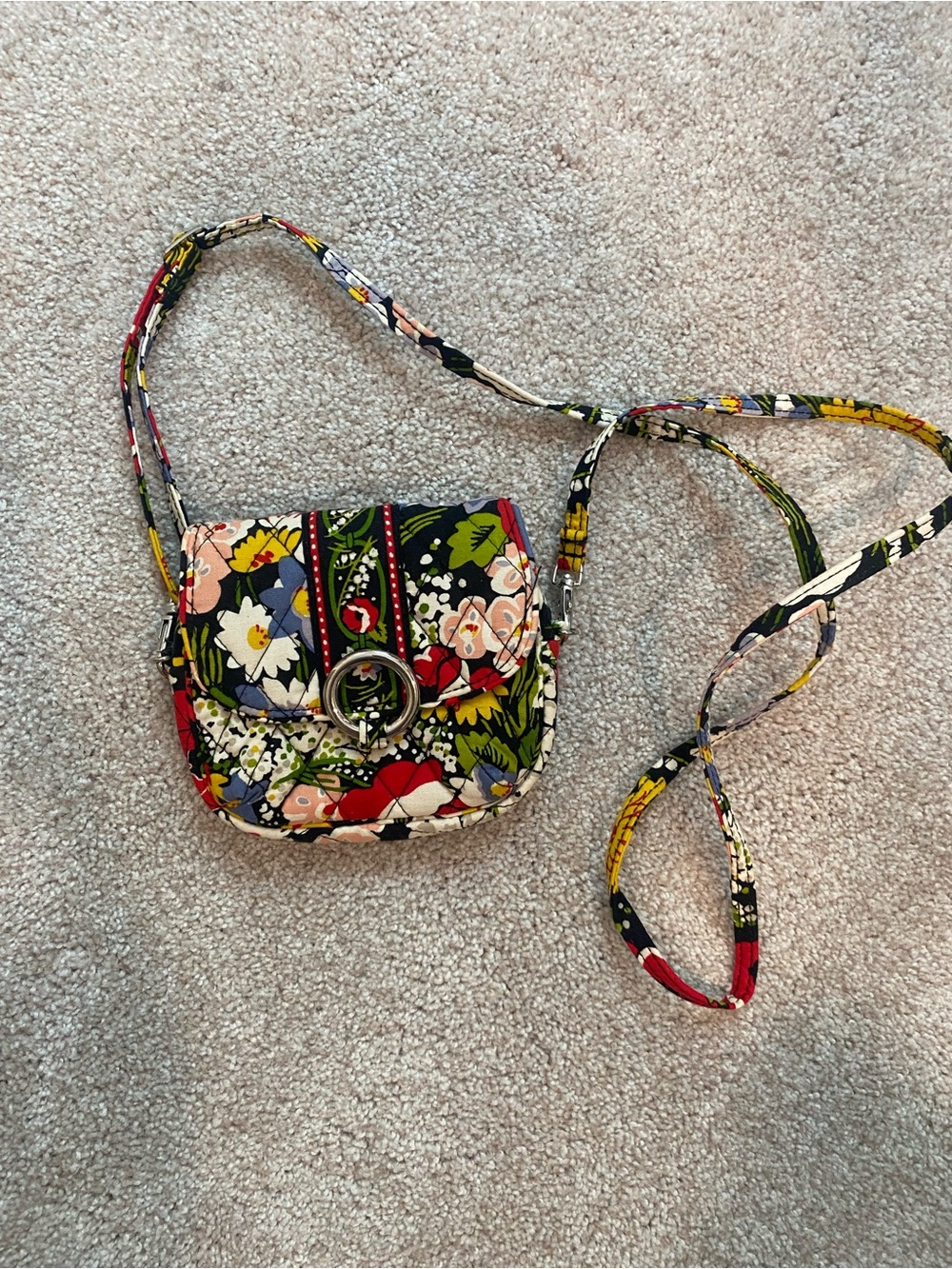 Vera Bradley Floral Quilted Crossbody - Black, Red, Yellow, Green